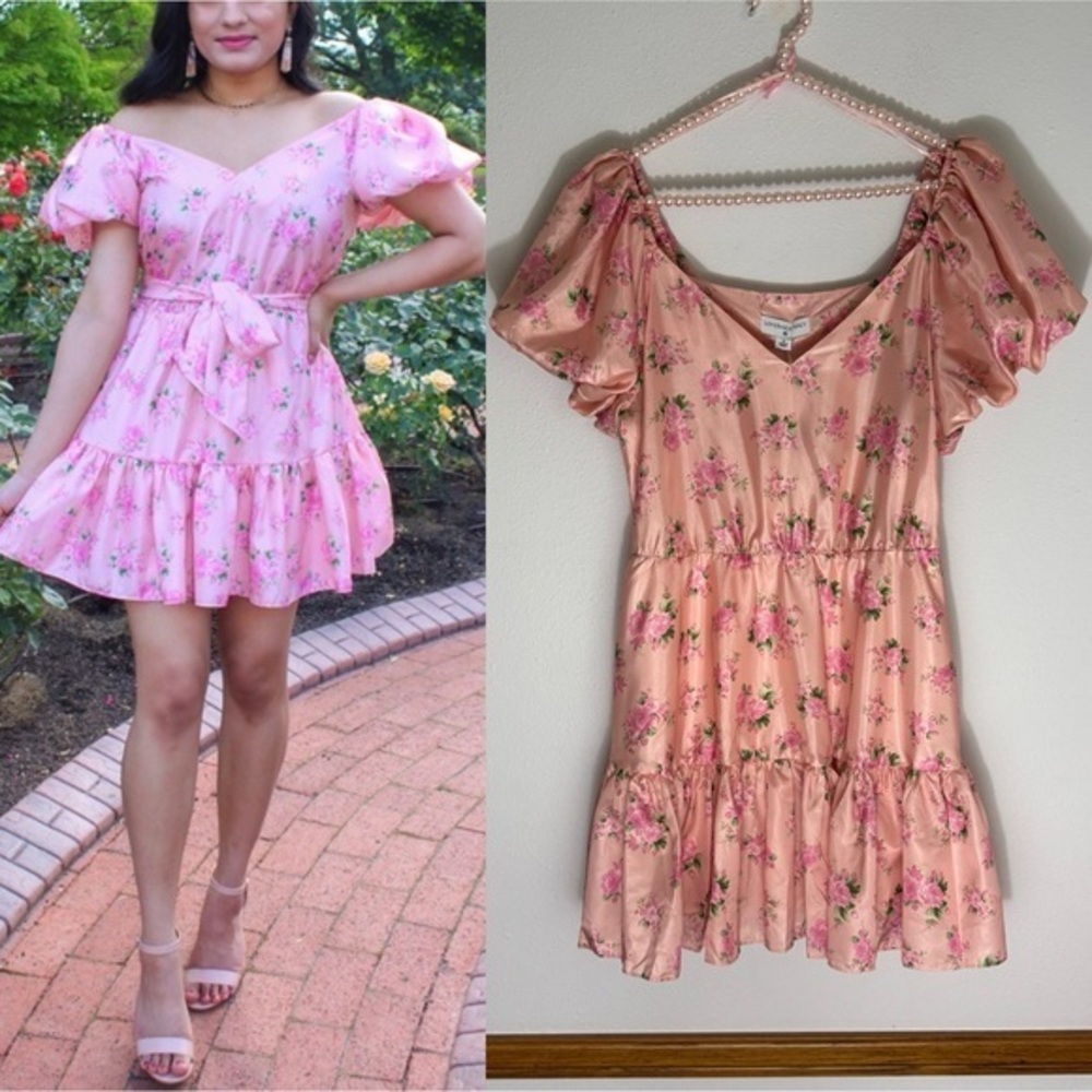 LoveShackFancy x Target NWT Cecile Pink tiered floral dress size 8, MISSING belt